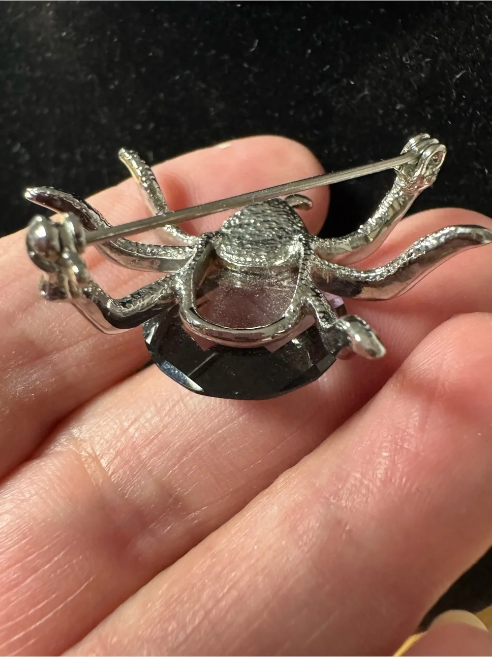 Silver and Purple Arachnid Brooch